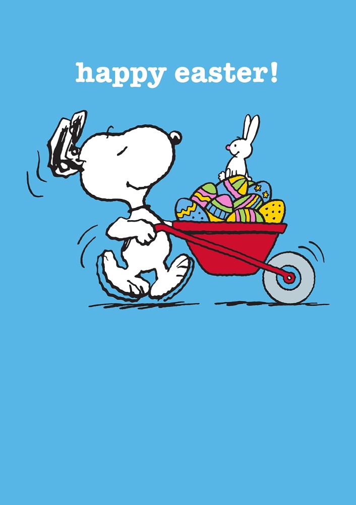 Snoopy Happy Easter Bunny and Eggs Greeting Card